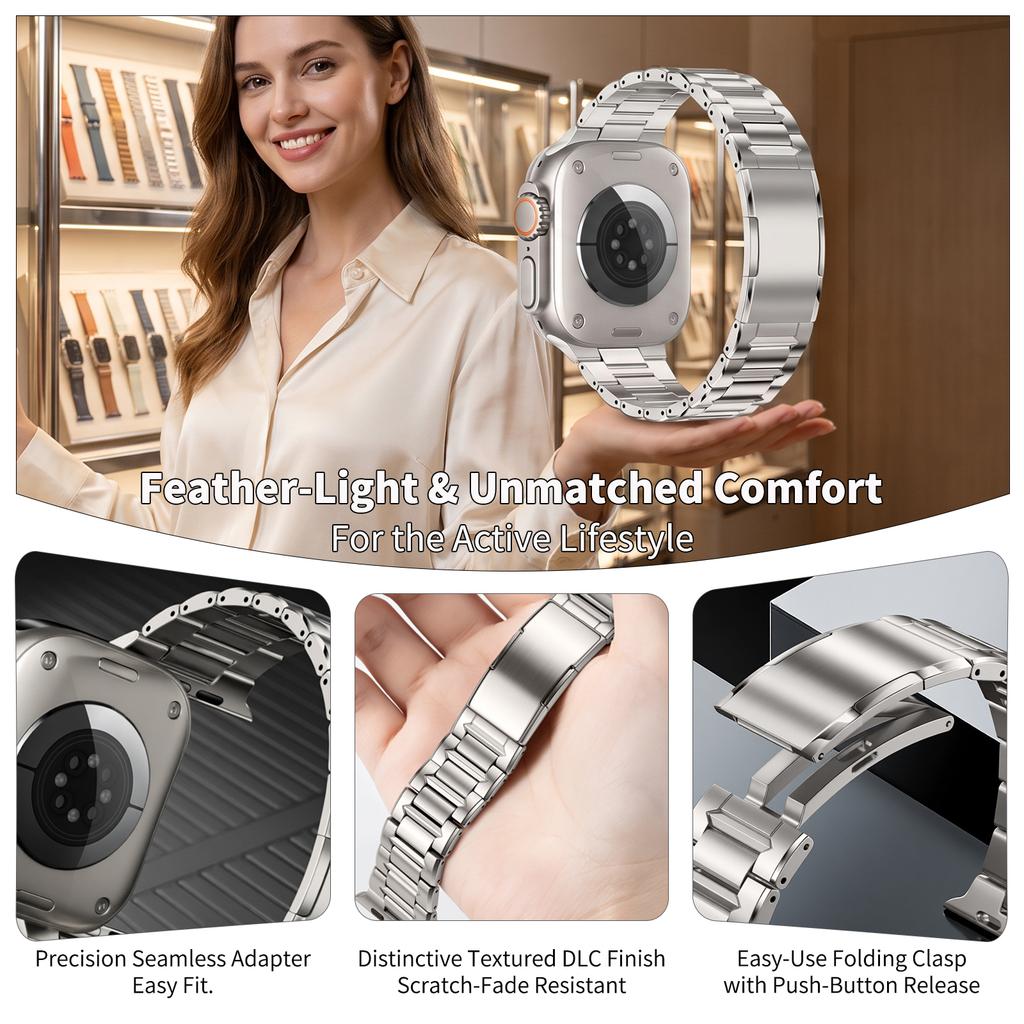Cinturini Metallici di Lusso per Business Cinturino in Titanio Premium per Apple Watch Ultra 3 2 49mm Braccialetto Cinturino per Serie 11 10 9 8 7 e SE