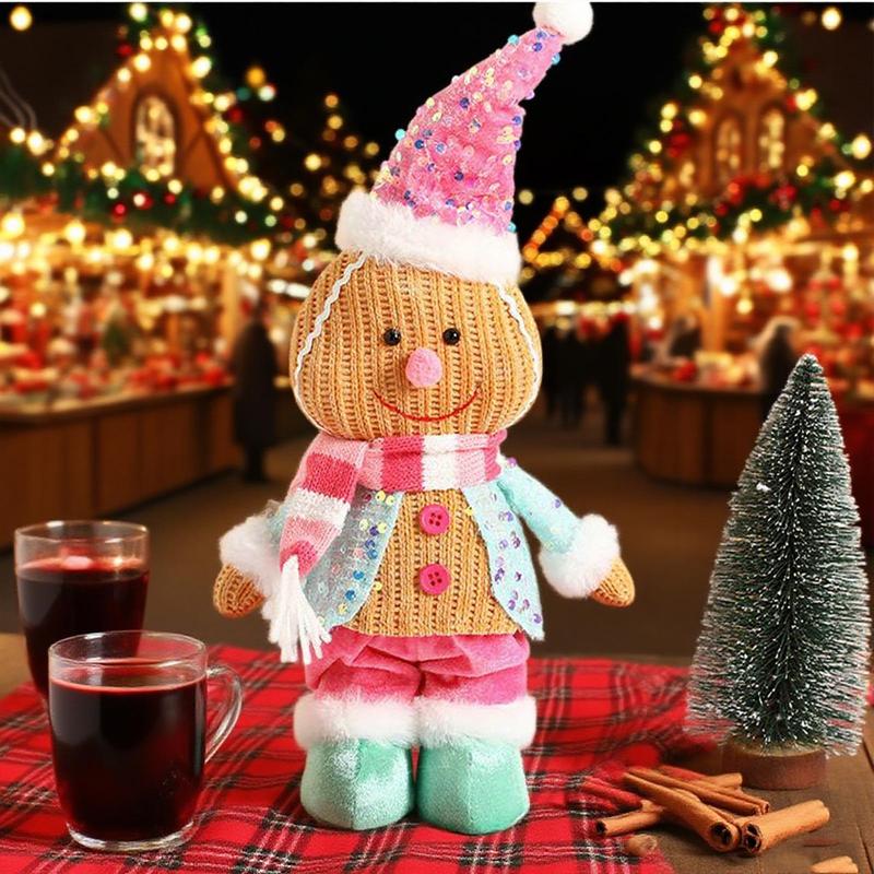 Lebkuchen Plüschtier Weihnachtsdekorationen Lebkuchen Plüsch Weiche Kuschelpuppe Heimdekorationen für Familie Kinder Freunde Kleinkind