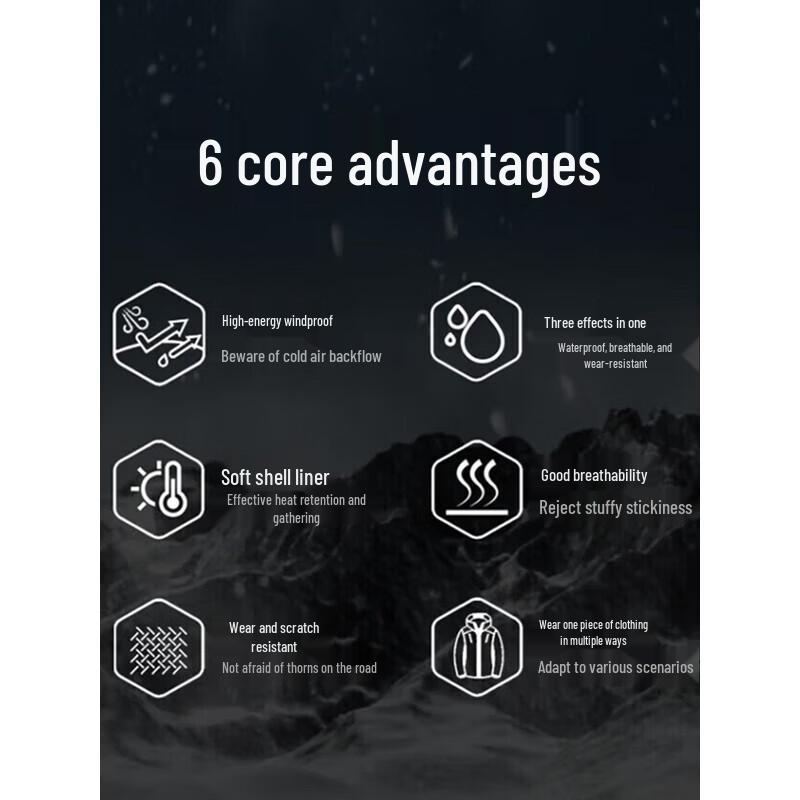 Warrior Men's 3-in-1 Outdoor Windproof Waterproof Hooded Jacket