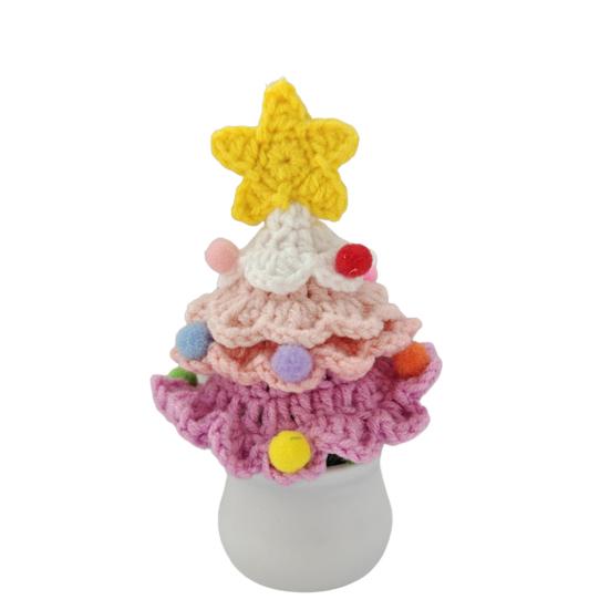 Christmas Yarn Ornament Bright Color Xmas Tree Star Shape Knitted Tree