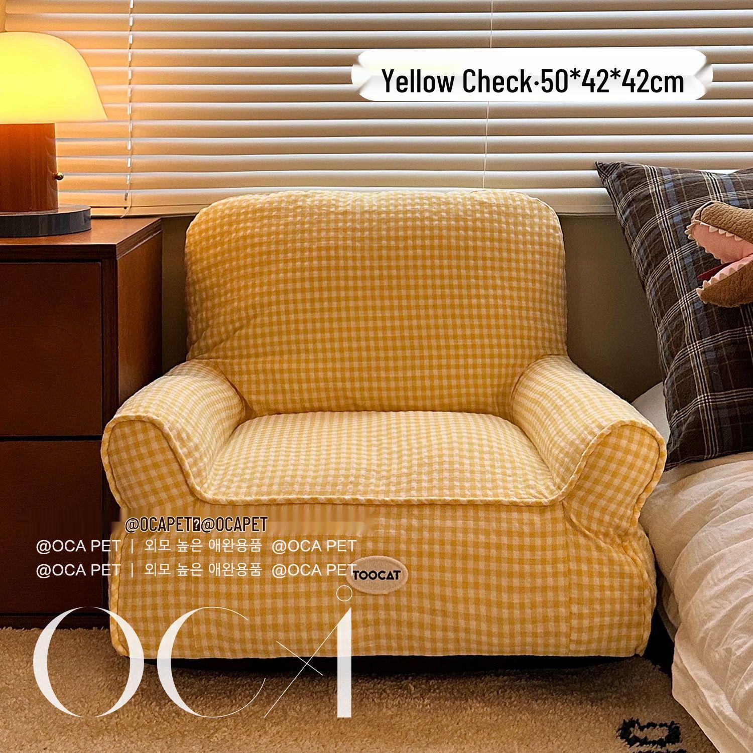 

Korean Plaid Pet Sofa: Removable & Washable Bed for Cats & Dogs - Four Seasons Use