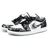 Jordan Air Jordan 1 Abrasion Resistant Low Top Vintage Basketball Shoes Unisex Black White FQ7687-300(Team1053-LD)