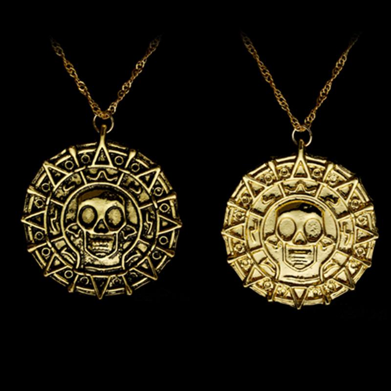 Vintage Necklace Aztec Medallion Skull Pendant Accessories