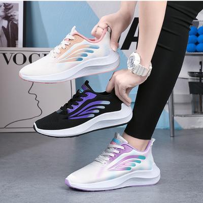 New Mesh Women's Shoes, Breathable Popular Travel Shoes, Fly-knit White Shoes, Flat Casual Shoes