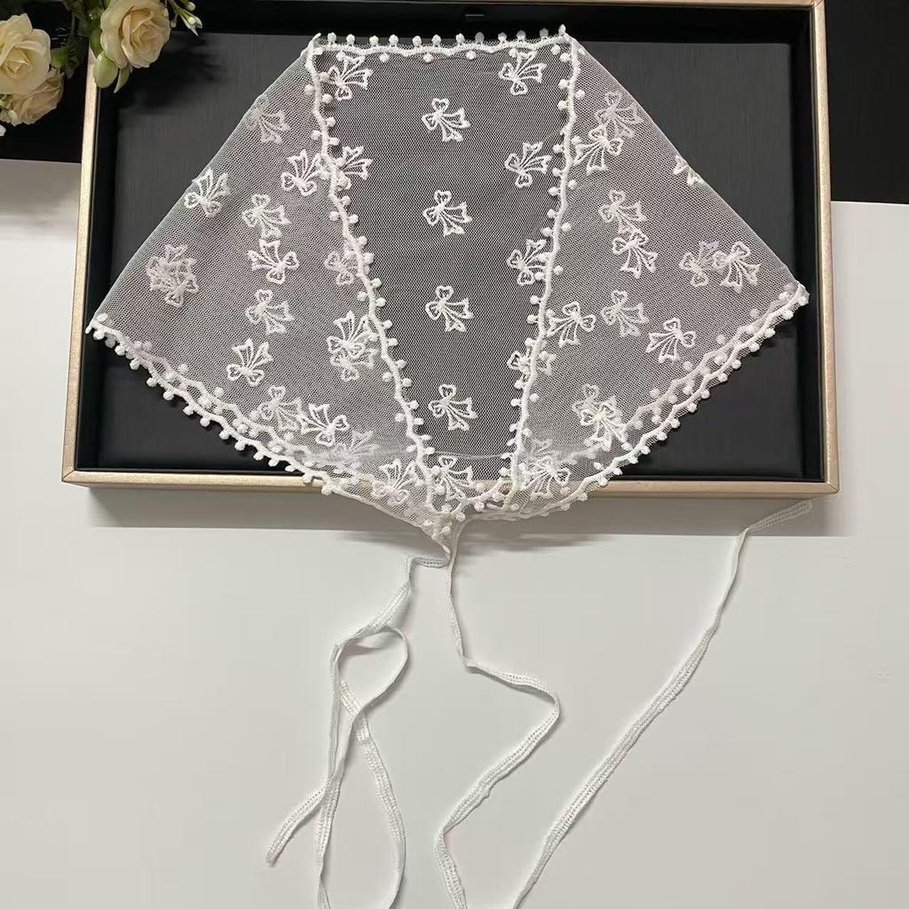 Pastoral French Lace Triangle Headscarf & Waistband Accessory - Women's Retro Sun Protection Silk Scarf