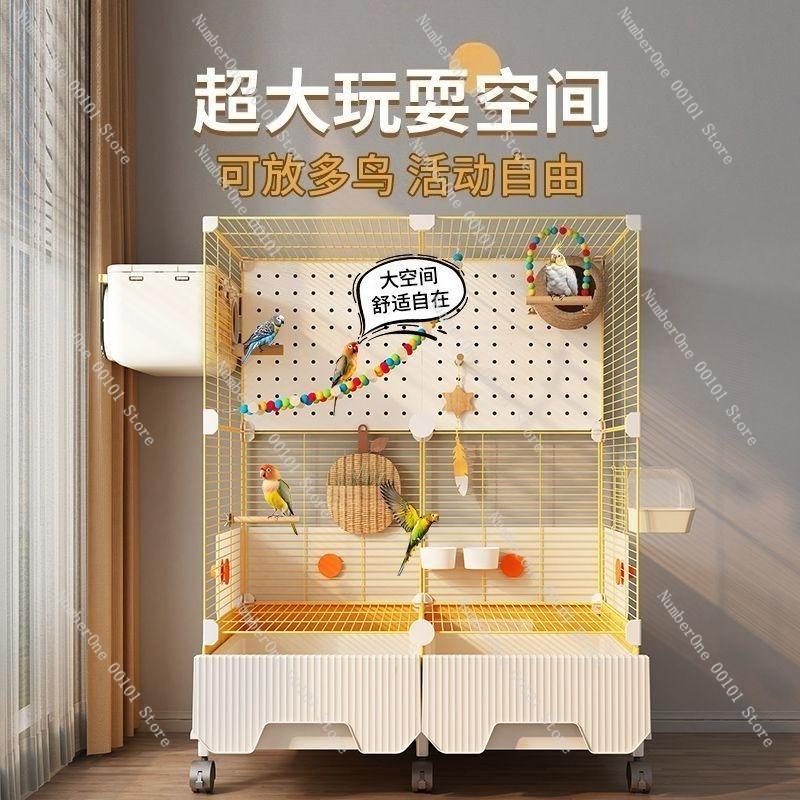 Large Transparent Parrot Birdcage Splash-proof Household Aviary for Tiger Skin Black Phoenix Peony Decorative Landscaping Luxury