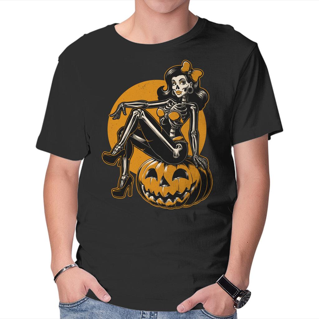 Unisex Crew Neck T-Shirt Halloween Pinup Graphic Short Sleeve Casual Tee