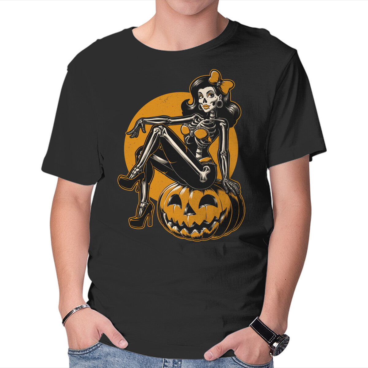 Unisex Crew Neck T-Shirt Halloween Pinup Graphic Short Sleeve Casual Tee XXXXL