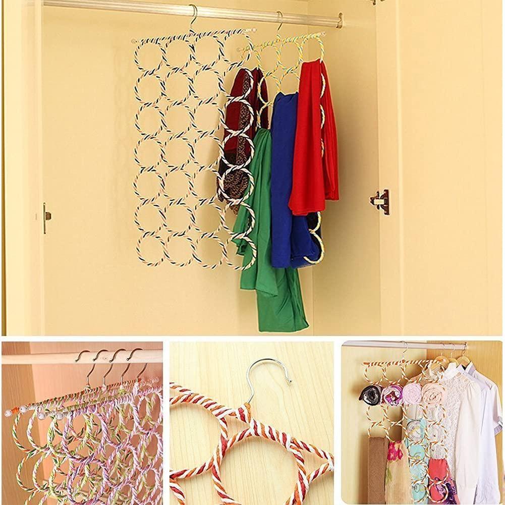 Scarf Hanger Foldable Scarf Holder with 28 Holes Multifunctional 360 Degrees Rotatable Scarf Hanger for Storing Scarves Ties