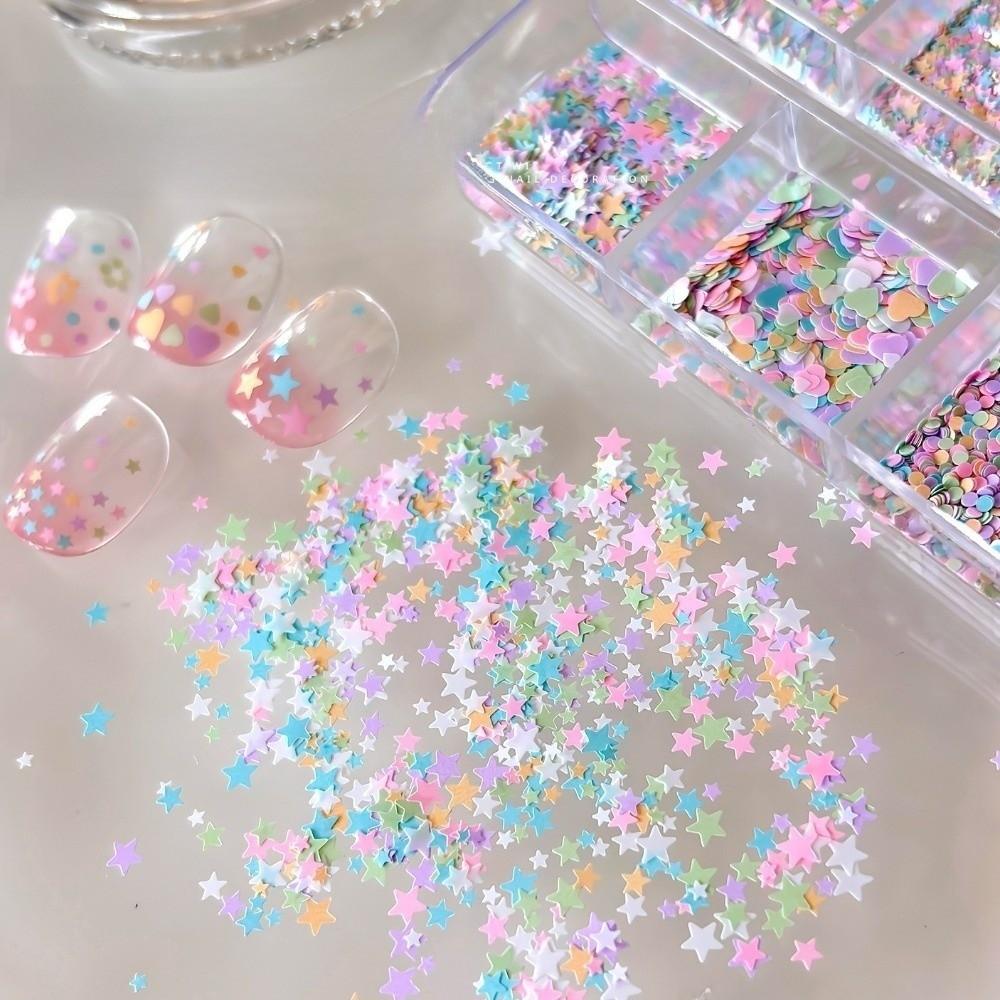 Mixed Shape Nail Art Glitter Set 6 Grids/Box DIY Nail Embellishments Nail Decoration