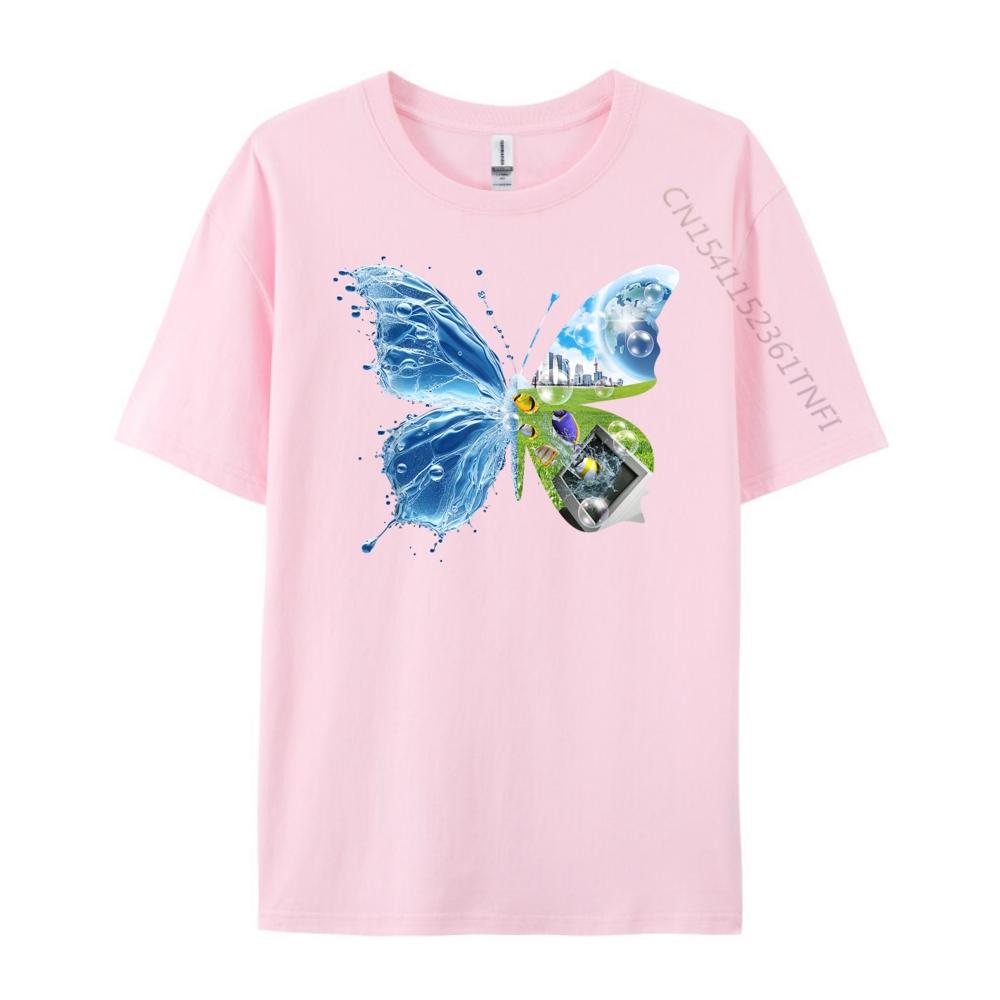 Frutiger Aero Ästhetik Schmetterling Computer Fische Landschaft Niedlich Übergroßes T-Shirt Camisetas Street Wear T-Shirts