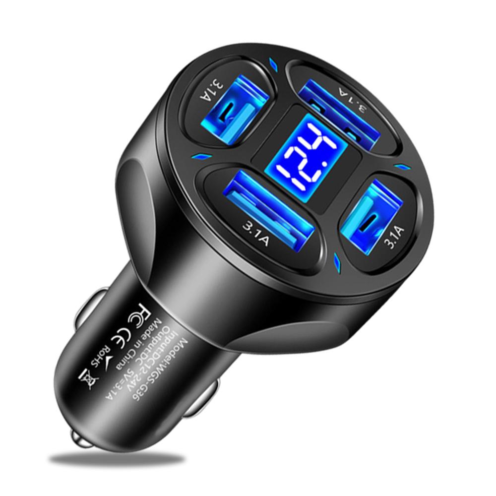 

USB Car Charger Fast Charging Quick Charge 3.0 Car Mobile Phone Charger Adapter for IPhone 16 Pro 15 Samsung Type C PD Chargers чорний