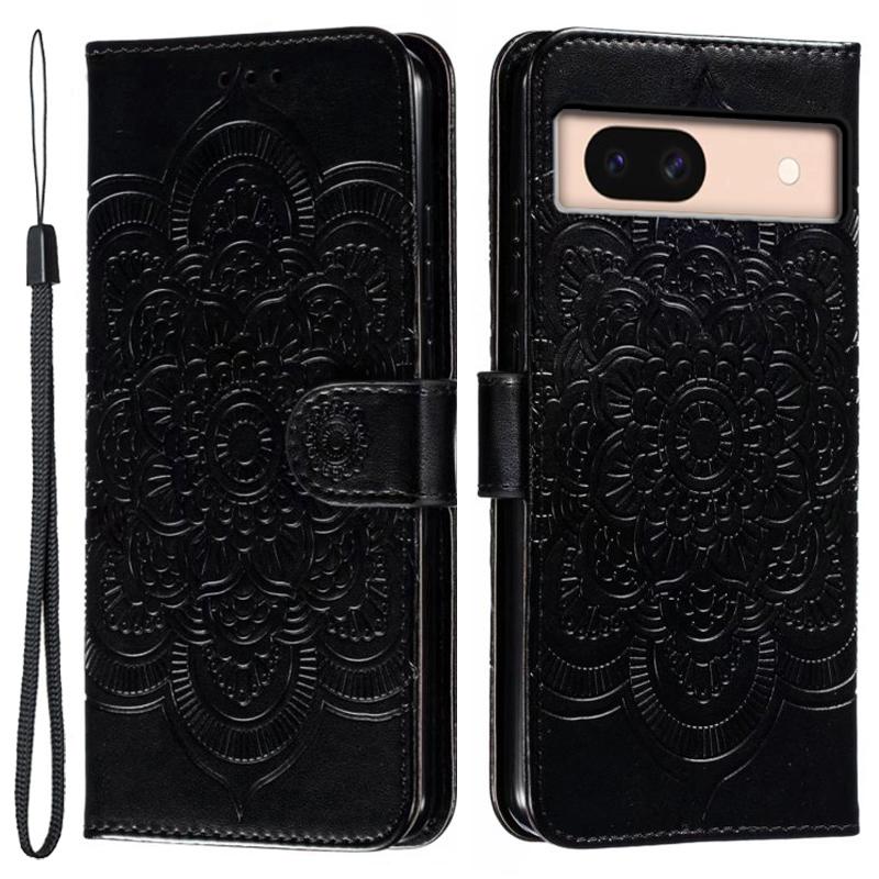 For Google Pixel 8a Case PU Leather Mandala Imprinted Design Wallet Phone Cover