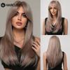 HAIRCUBE Dlouhé rovné syntetické paruky Hnědá Smíšená Bílá Vrstvené paruky pro černé ženy Cosplay paruky odolné vůči teplu
