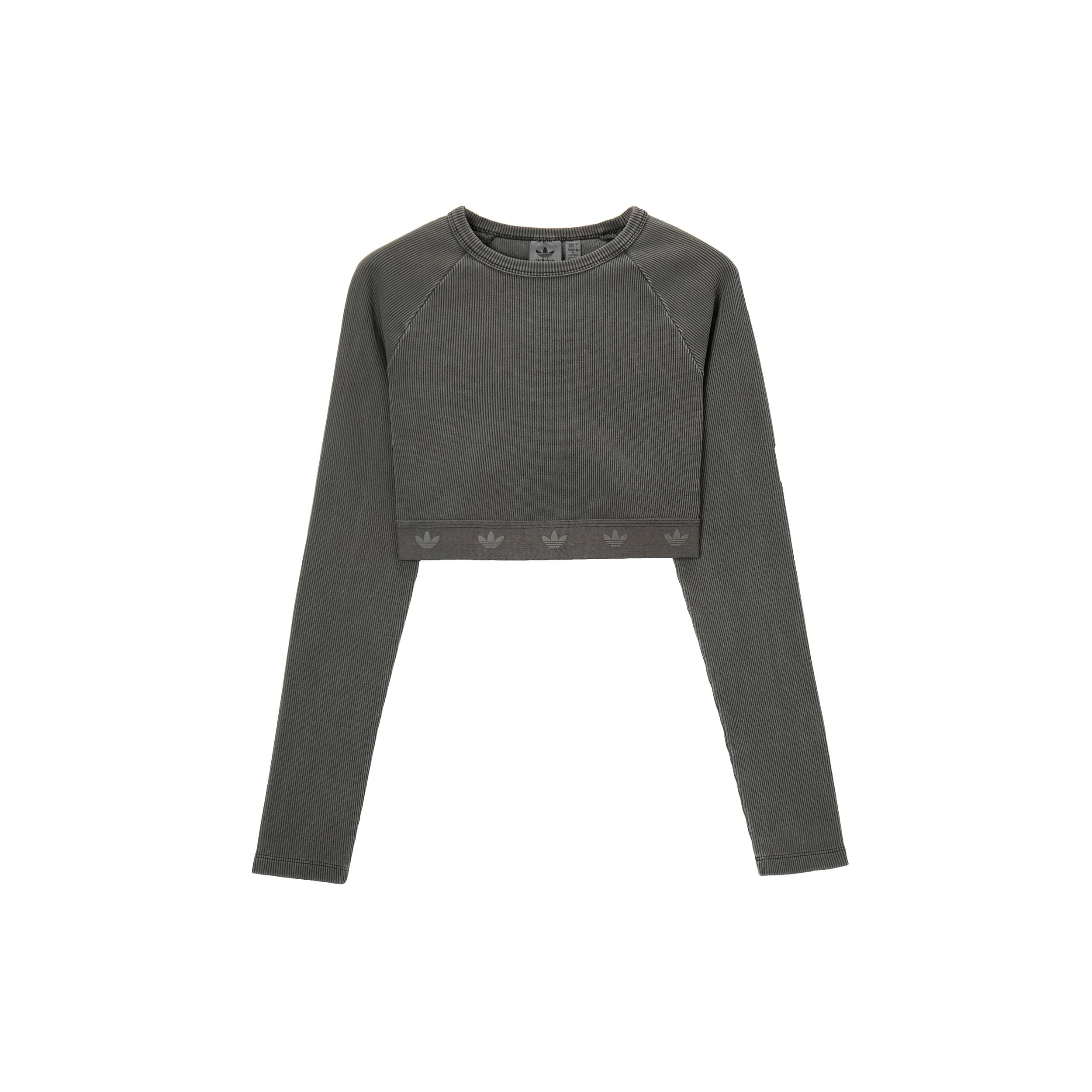 (WMNS) adidas Ribbed Long Sleeve Crop Top Asia Sizing  Black  Women s JD0014 M