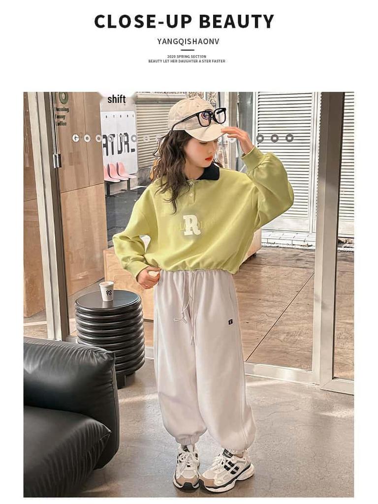 Dziewczęce wiosenno-jesienne sportowe spodnie dresowe ze ściągaczem