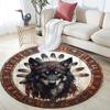 Wolf Chief Round Area Rug,Carpet Rug for Living Room Bedroom Sofa Playroom Decor,Non-slip Floor Mat