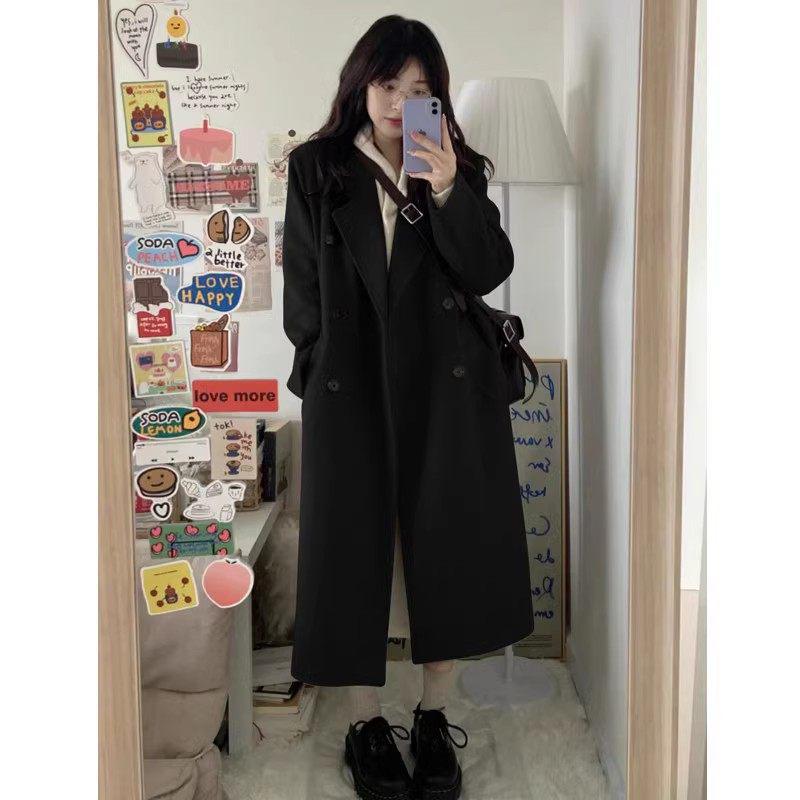 

Women s Black Double-Sided Cashmere Coat - Mid-length, Straight Shoulder, Petite Fit for Autumn/Winter 2325 M (55-60 kg)