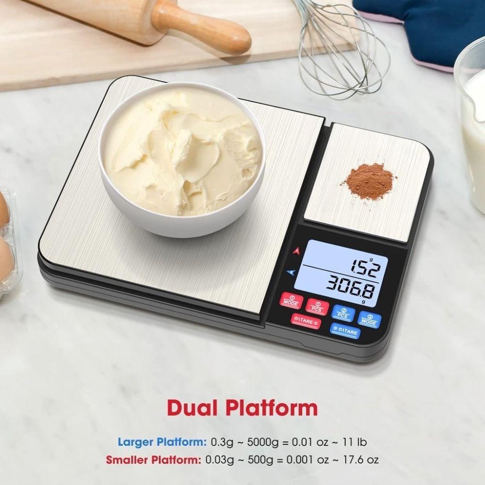 Dual Platform Digital Kitchen Scale 5kg/0.1g-500g/0.01g Jewelry Scale Food Scale Electronic Scale