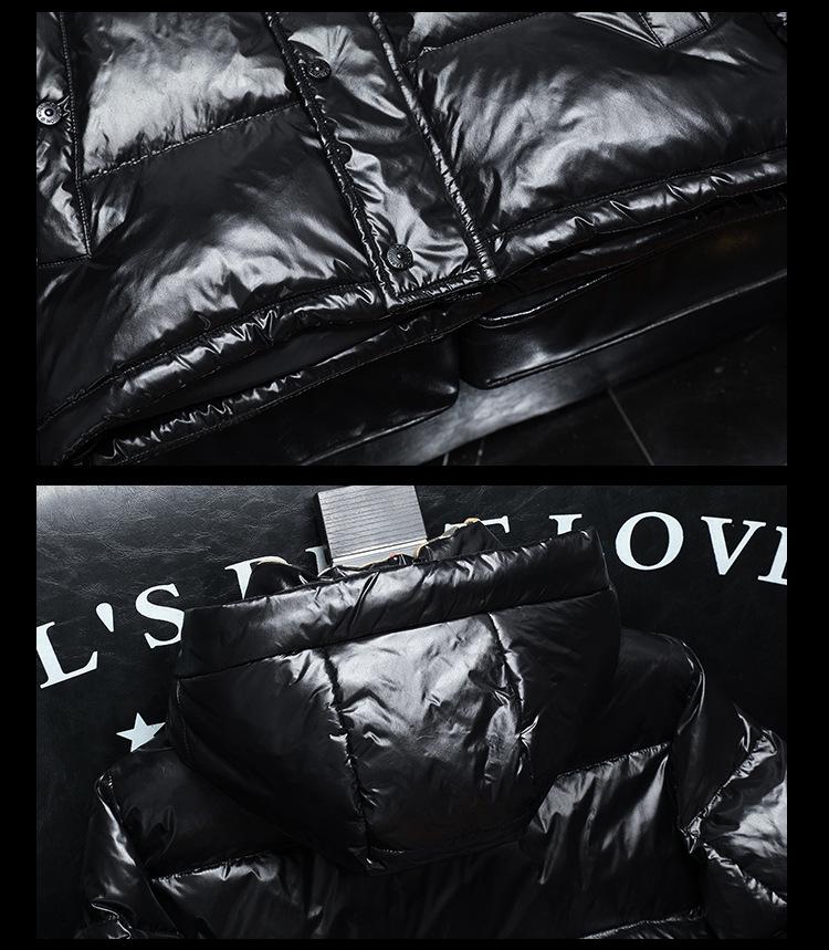 2025 Men's Winter Trendy Glossy White Duck Down Hooded Jacket