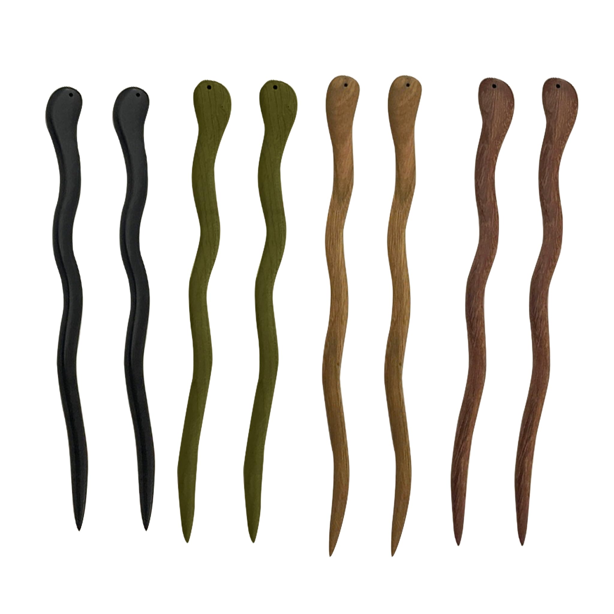 

HAMILO Wooden Kanzashi Single Hair Set of 8 Hairpins, Handmade, Simple, Hairpin, Accessory,