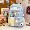 Backpack Large Capacity With Transparent Compartment Design And Plush Dog Decor