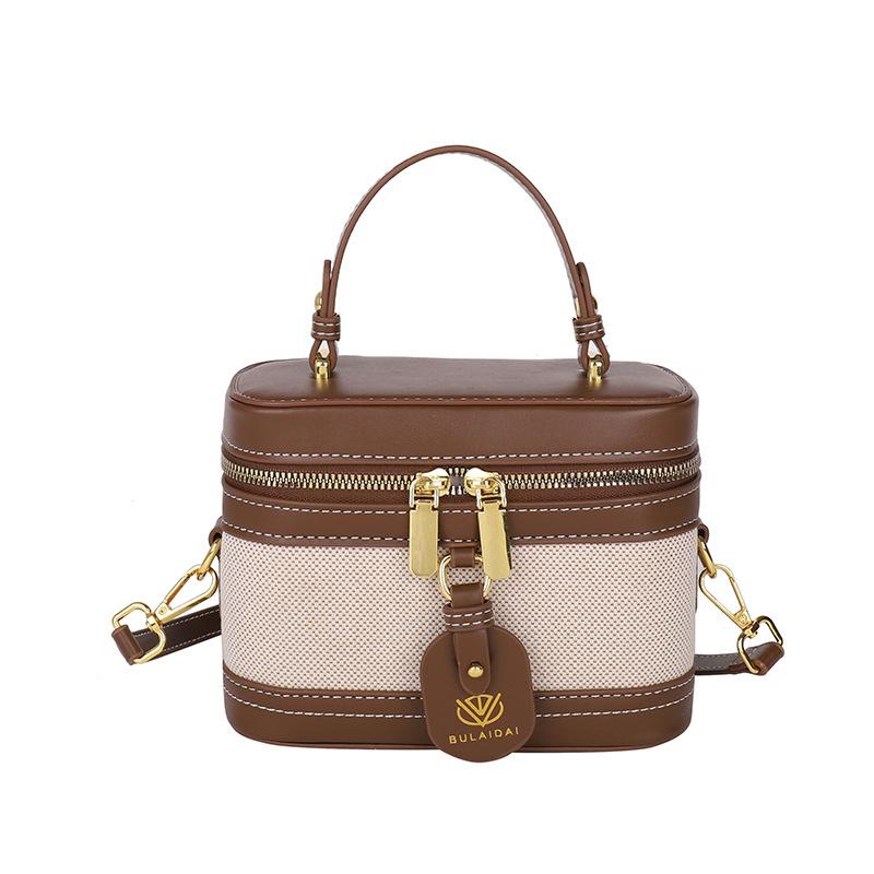 Premium Handbag Bag Women's New Fashion Contrasting Color Splicing Box Bag Casual Simple Small Square Bag