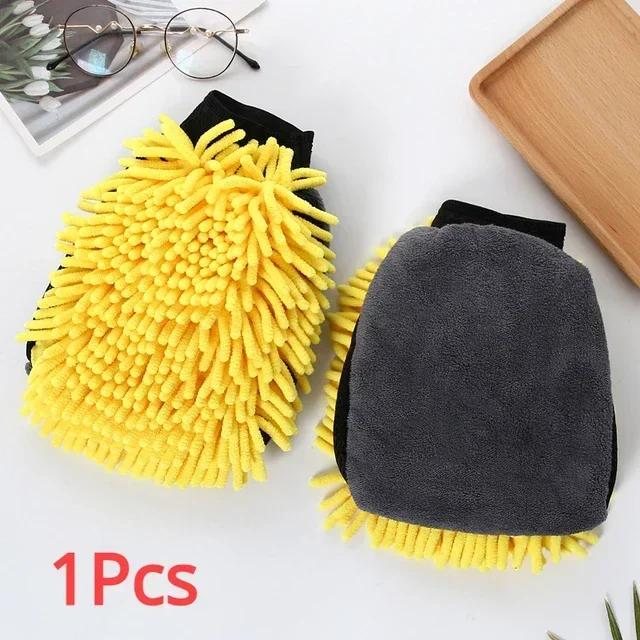 1PCS Waterproof Car Wash Microfiber Chenille Gloves Thick Car Cleaning Mitt Wax Detailing Brush Auto Care Double-faced Glove