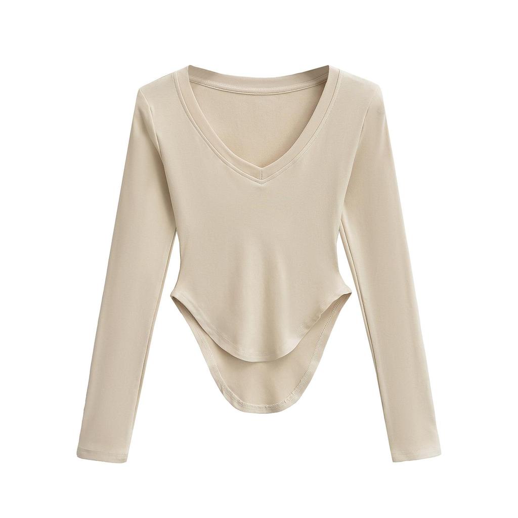 Spicy Girl Sweetheart Neck Slimming Long Sleeve Fitness Top for Women - Spring/Summer Collection