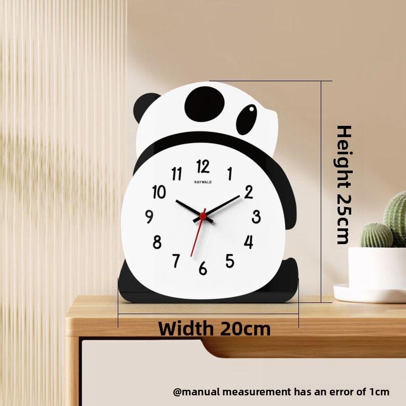 Desktop Clock, Panda Placement Silent Clock, Creative Small Ornament, Living Room and Bedroom Table Decoration