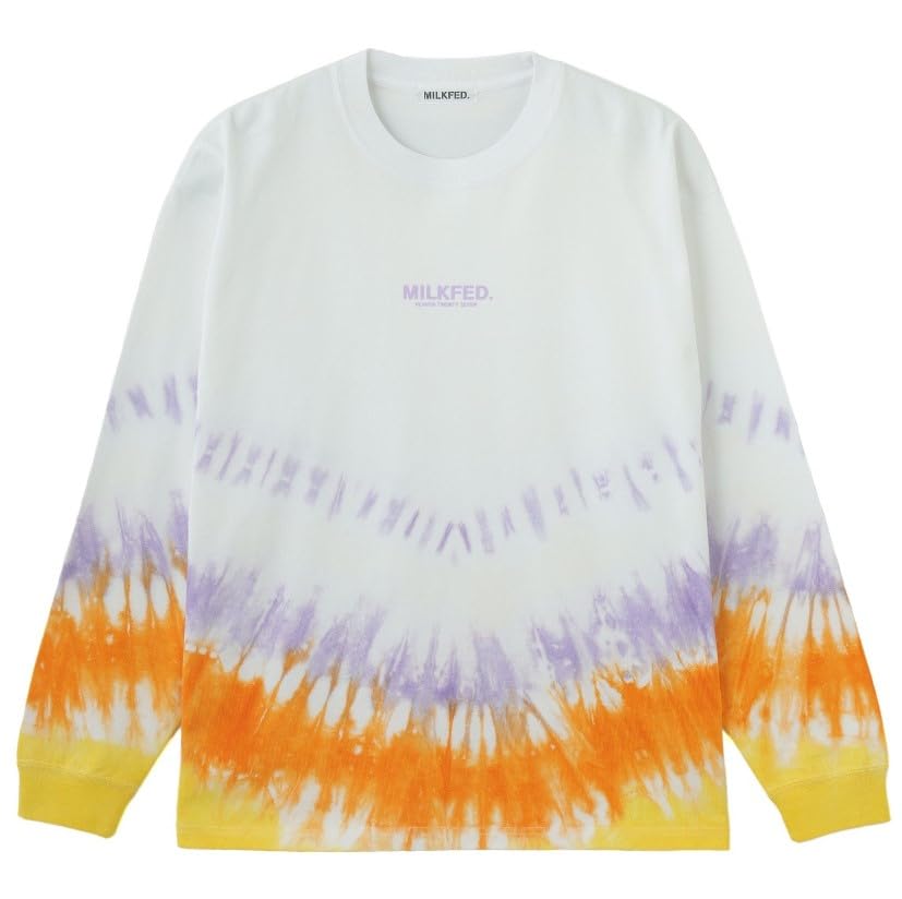 

Milkfed Повседневная футболка с длинным рукавом белого цвета с узором тай-дай и неровным краем, женская, белый