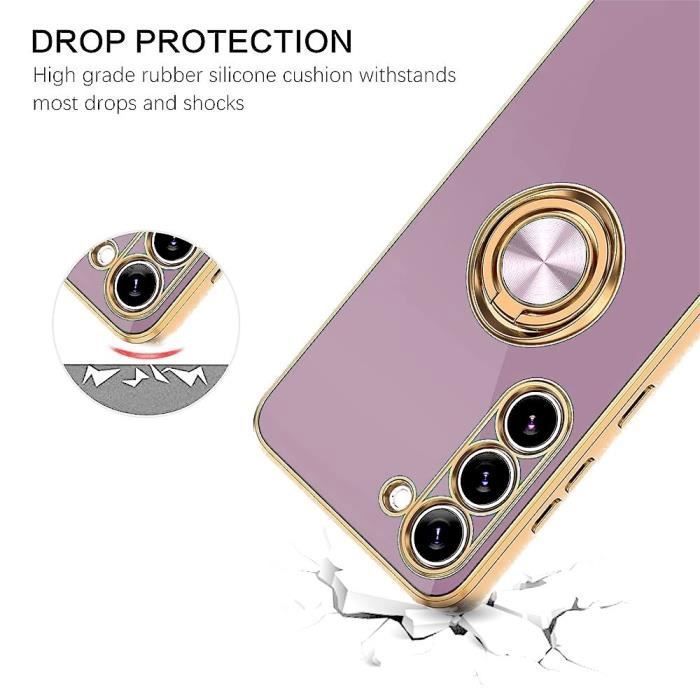 Coque - BOOLING - pour Samsung Galaxy A14 4G/5G - Silicone Liquide - Violet - Support Rotatif