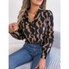 Spring and Summer Commuting Temperament Contrasting Striped Suit Collar Long-sleeved Shirt