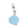Glitter Seashell Badge Reel Retractable ID Card Badge Holder Name Tag Work Alligator Clip for Teachers Office Staff Nurses