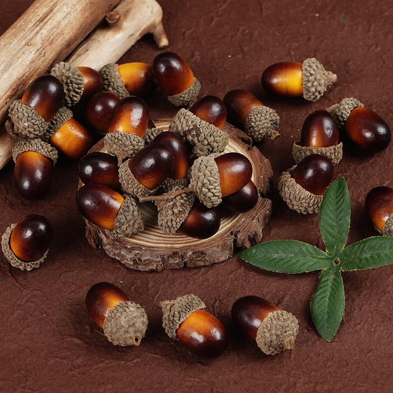 Simulated Acorn & Pine Cone Foam Ornaments - Nut & Hazelnut Figurine Christmas Accessories