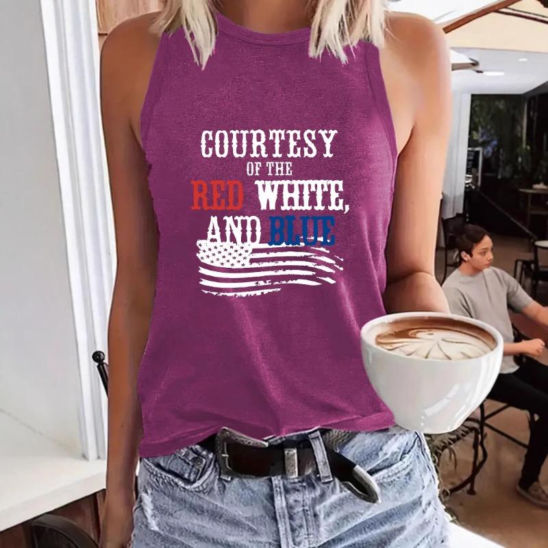 Patriotic Printed Women's Versatile Comfortable Casual and Fashionable Top Vest