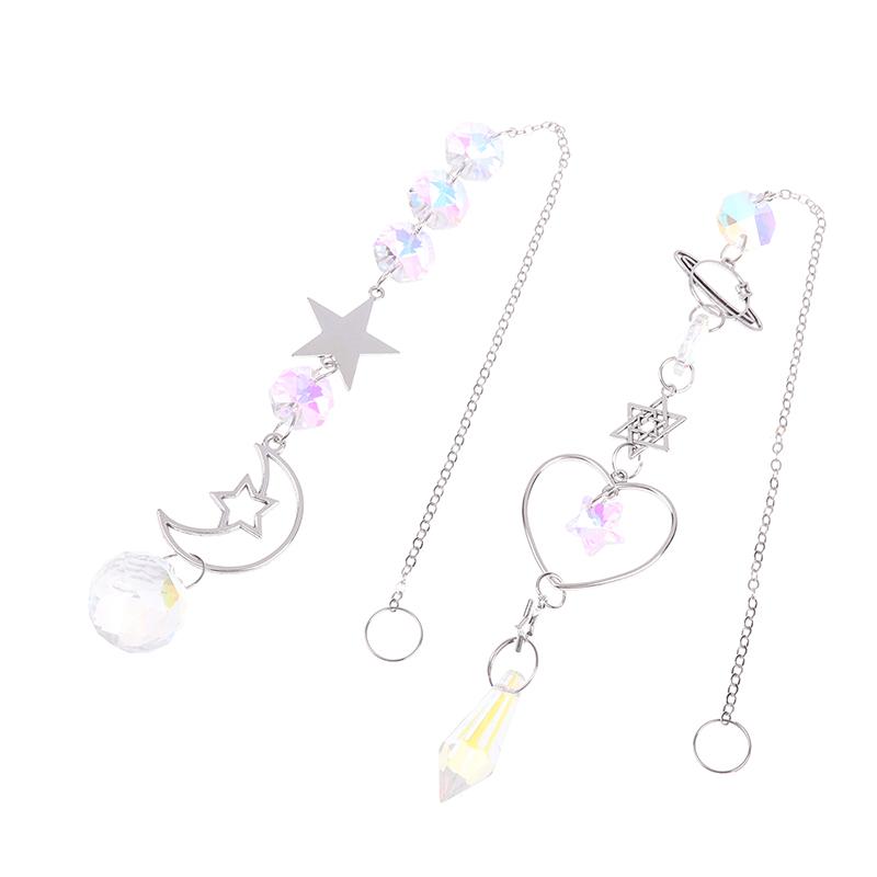 1Pc  Wind Chime Moon Sun Star Catcher Diamond Prisms Pendant Dream Catcher Rainbow Hanging Drop Home Windchime