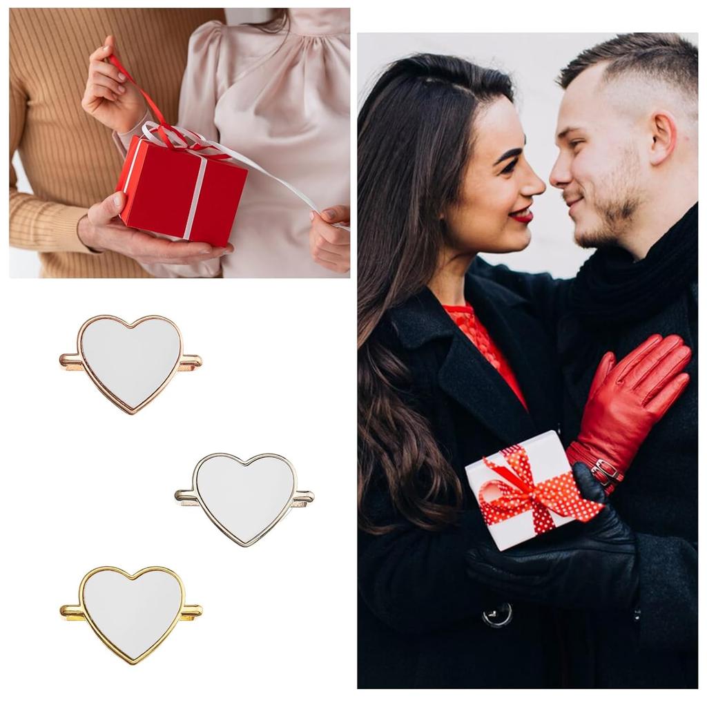 NICENEEDED 10 PCS Blank Sublimation Watch Charms for Smartwatch, Blank Photo Watch Charms ID Charm for Watch, Heart Charm for DIY Photo Jewelry