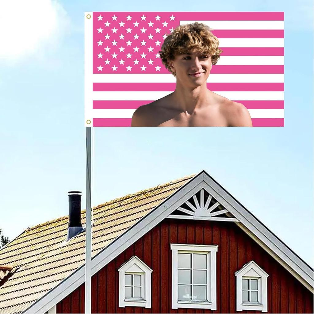 WENWELL Interesting Jeremiah N Flag Tapestry, Pink Fisher Wall Art Poster Fans Gift Merch, 3x5 Feet, Polyester with Brass Grommets