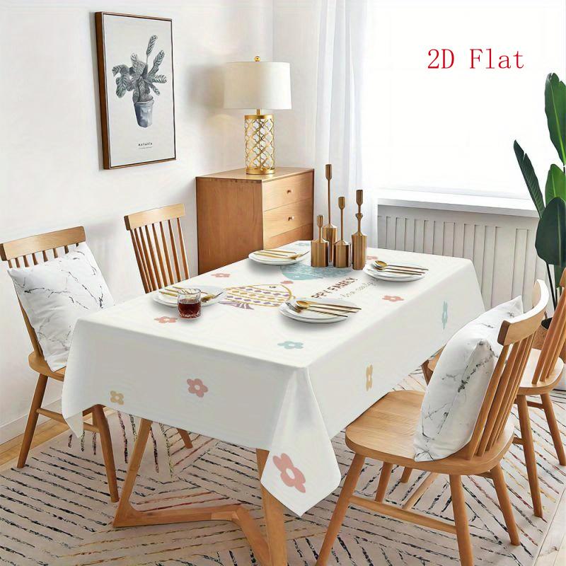 2D Flat 1pc-polyester Fiber Tablecloth, Simple Style, Floral Print Rectangular Tablecloth, Suitable for Indoor and Outdoor Use- Perfect for Picnics, H