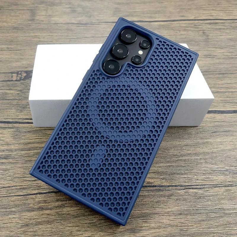 Heat Dissipation Breathable Case For Samsung S25 Ultra S24 Plus S22 S23 S24 FE For Magsafe Wireless Charger Magnetic Phone Cover