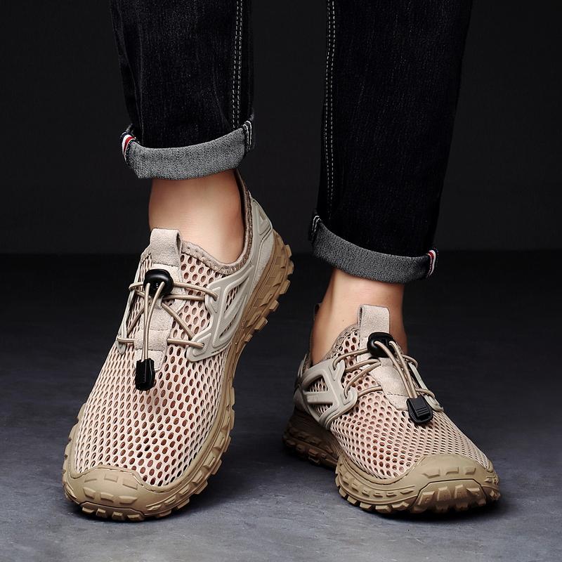 Herren Wanderschuhe Schwarz Grau Autofahrerschuhe Freizeit zum Hineinschlüpfen Sommer Netz Outdoor Wanderschuhe Übergröße 45 46 47