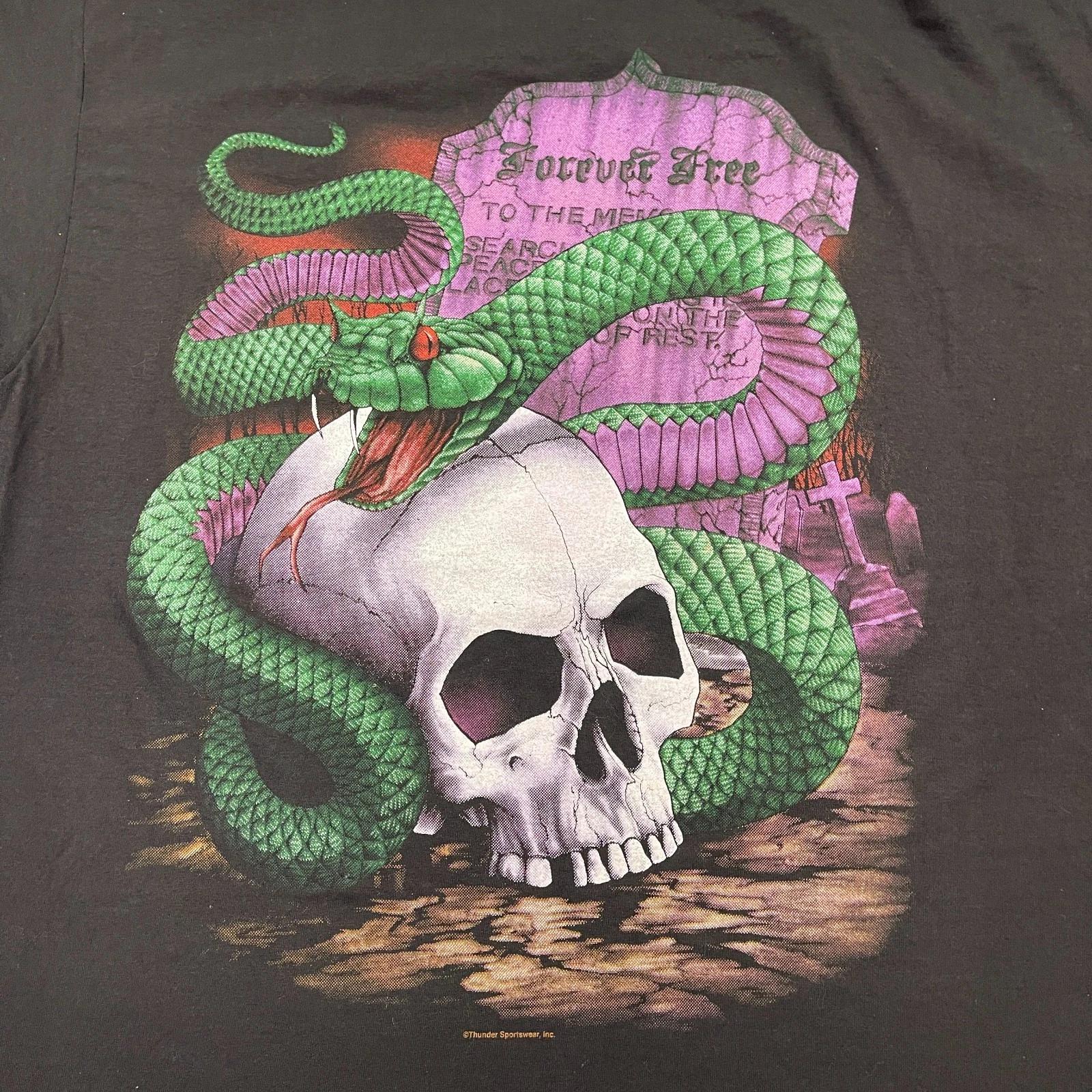 NWOT Vintage Y2K Forever-Free Skull Snake Biker Shirt XL 23x29 Black 3XL