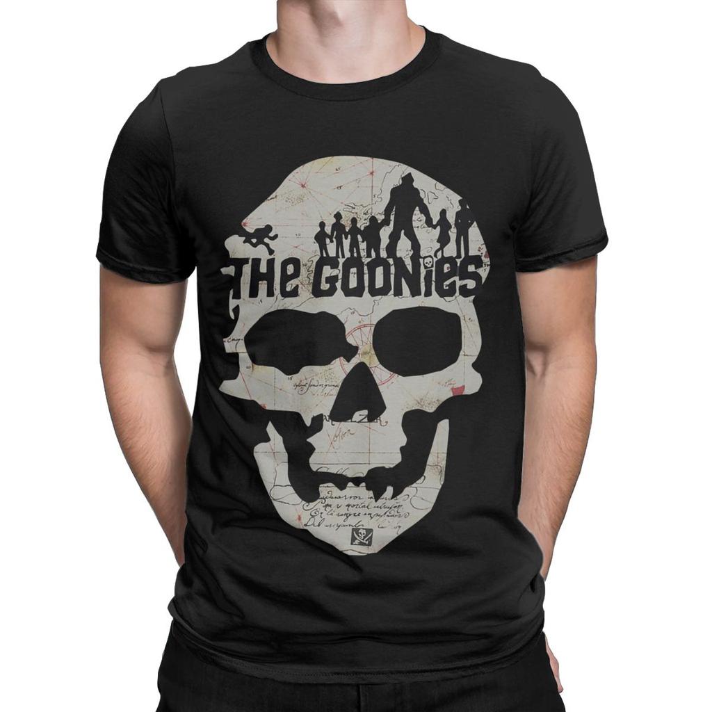 Men The Goonies Skeleton Map Poster T Shirts Pure Cotton Clothes Funny Short Sleeve O Neck Tee Shirt Plus Size T-Shirts