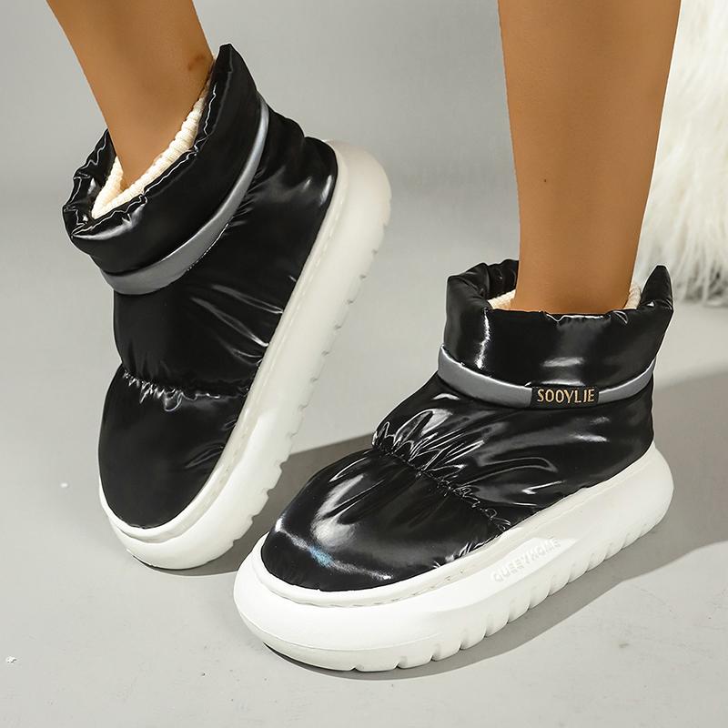 Fashion Women's Waterproof Down Cotton Padded Shoes Warm Plush Thick Bottom Snow Boots Women 2025 Platform Non-Slip Winter Ankle Boots
