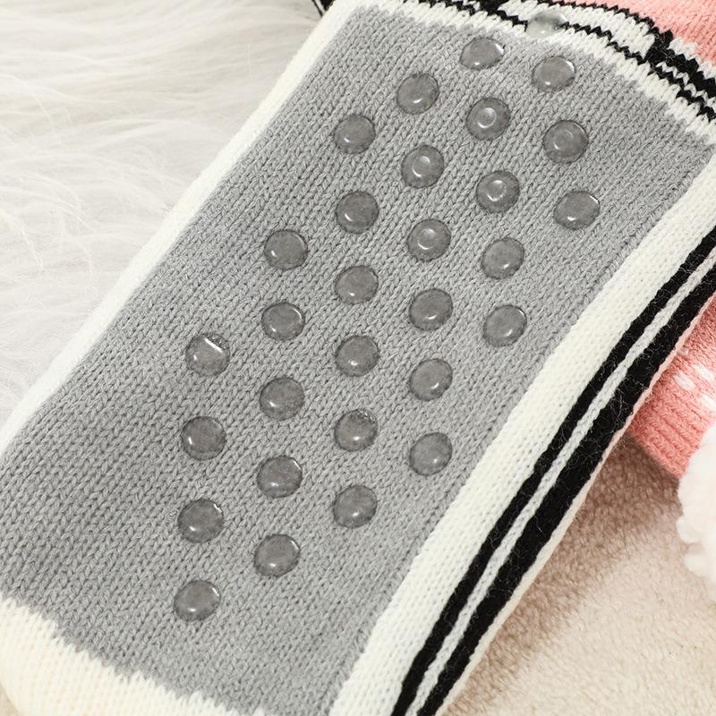 1 Pair Thermal Fluffy Women Socks Winter Warm Plush Non Slip Home Sleeping Soft Female Floor Grip Fuzzy Funny Sock