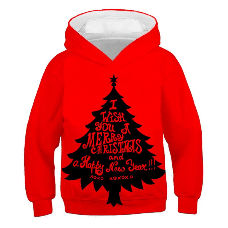 Merry Christmas Kids' Santa Claus Hoodie Children's Cartoon Wear Girls Elk Clothes Autumn Boy Hoodies Long Sleeved Sweatshirt