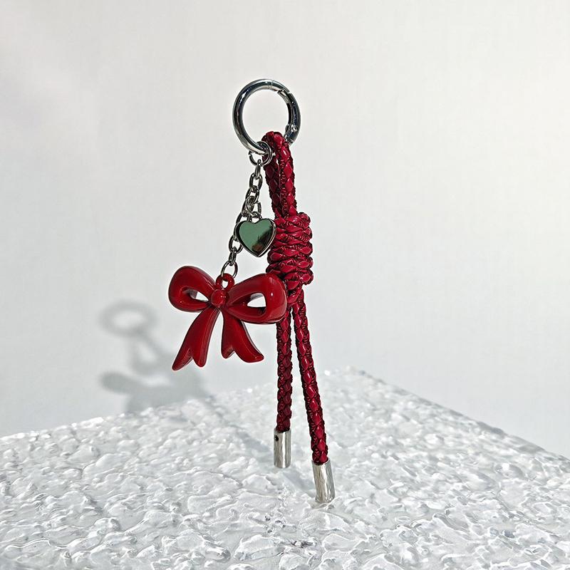 Creative Bow, Heart-Shaped Woven Rope, Bag Decoration Pendant, Keychain Accessory