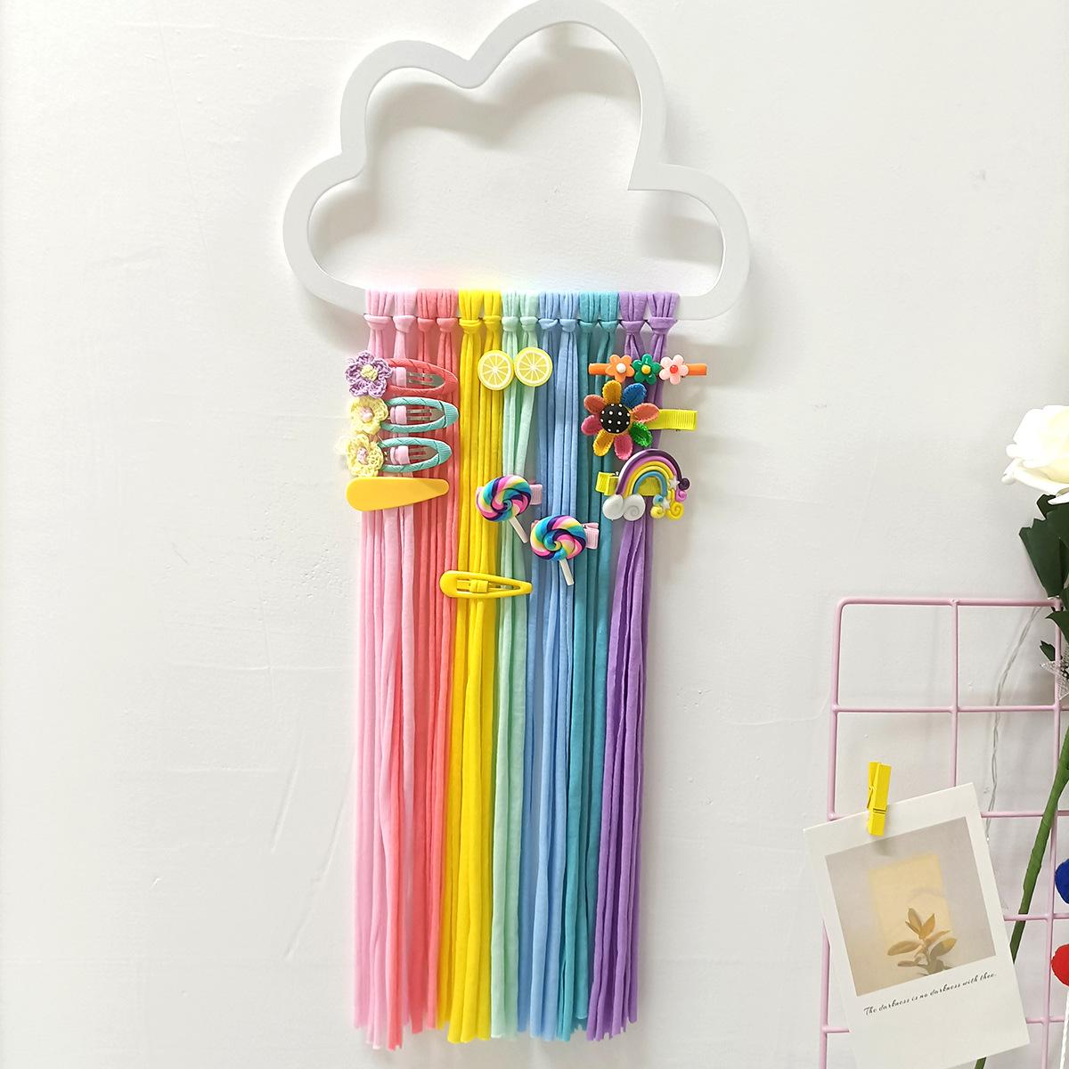 

Rainbow Hair Bow Holder Organizer for Girls Macrame Tassels Wall Hanging Hair Clip Storage Kawaii Room Decor