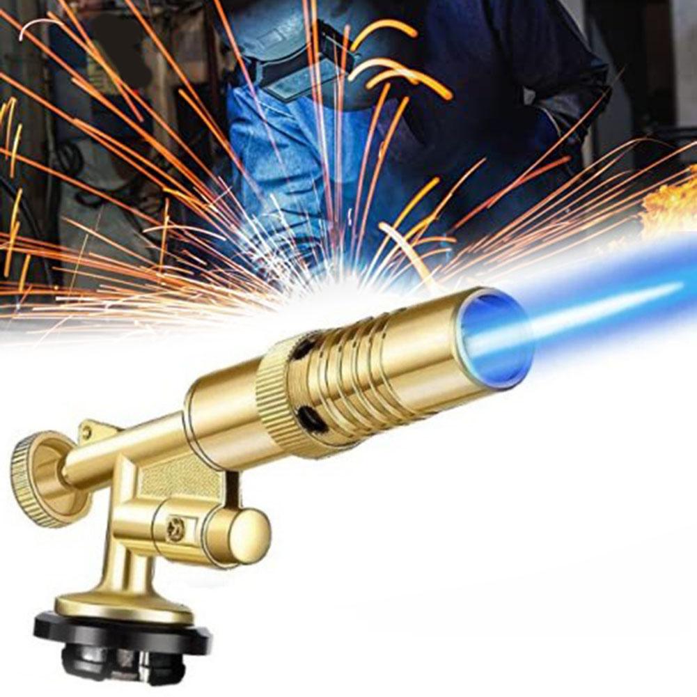 High-Temperature Gas Burner Welding Torch Gold Portable Welding Gas Torch Flame Gas Blow Torch For BBQ Welding & Cooking 18mm